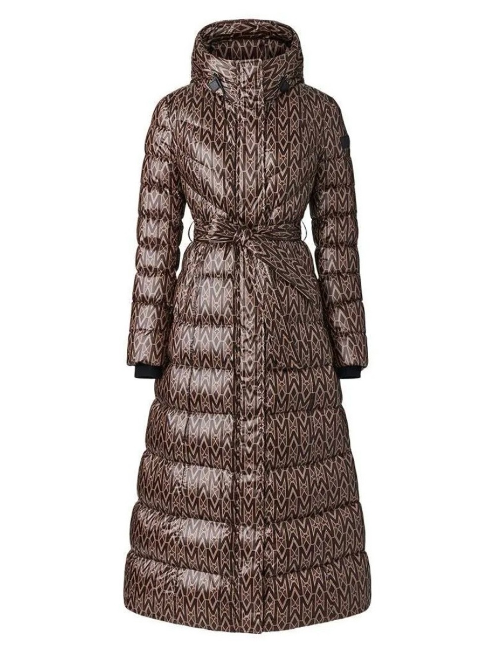 Mackage Calina monogram logo lustrous light down maxi coat